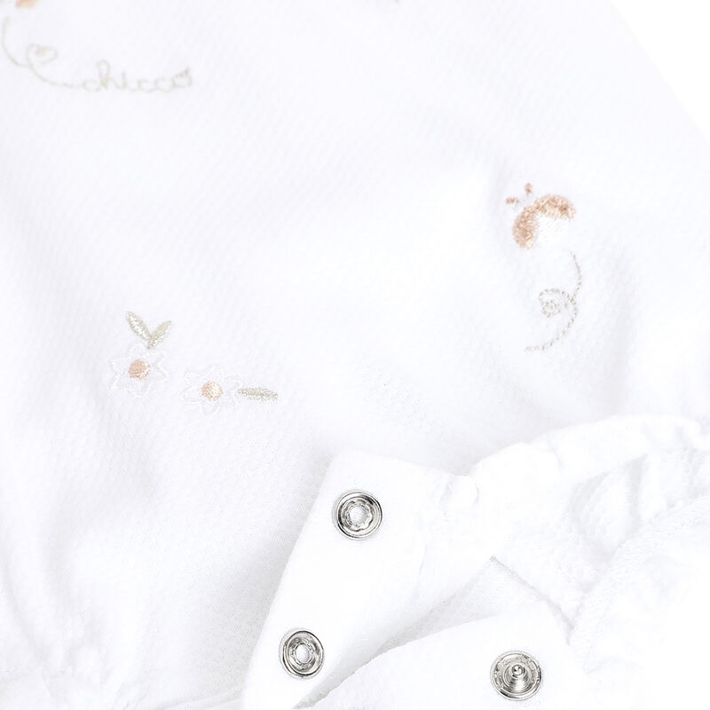 Girls White Embellished Short Sleeve Rompers image number 4